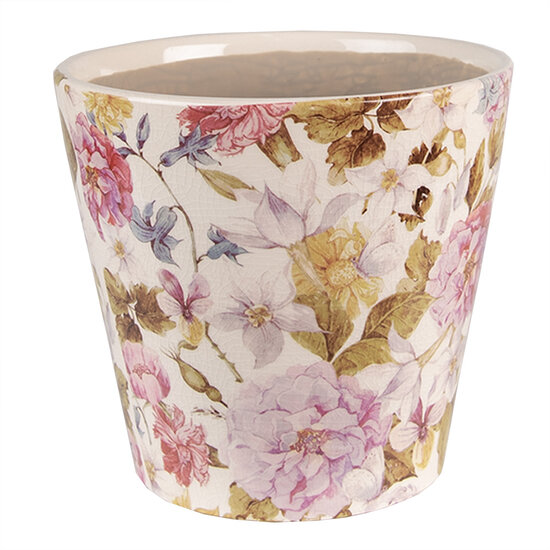 Clayre &amp; Eef   | Bloempot Binnen Roze, Beige &oslash; 17x16 cm | 6CE1562M