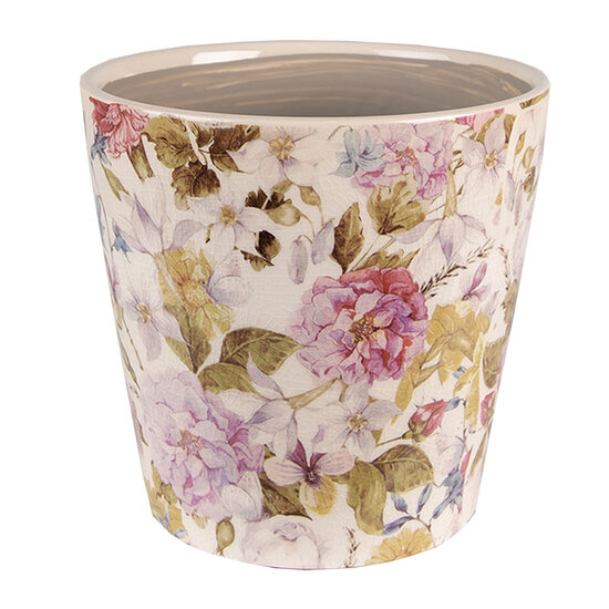 Clayre &amp; Eef   | Bloempot Binnen Roze, Beige &oslash; 14x13 cm | 6CE1562S