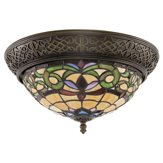 Clayre &amp; Eef   | Plafondlamp Tiffany Geel &oslash; 38x20 cm E14/max 2x40W | 5LL-5909