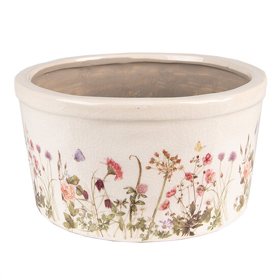 Clayre &amp; Eef   | Bloempot Binnen Roze, Beige &oslash; 16x9 cm | 6CE1556M