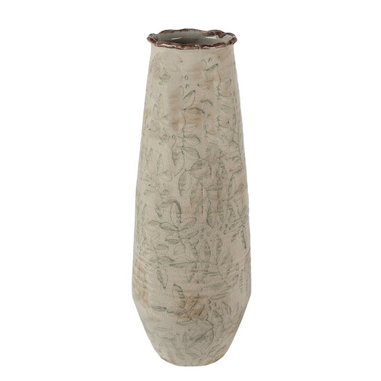 Clayre &amp; Eef   | Decoratie Vaas Groen Beige &oslash; 14x40 cm | 6CE1576L