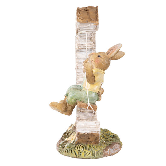 Clayre &amp; Eef   | Decoratie beeld Konijnen Bruin Groen 13x7x16 cm | 6PR3846