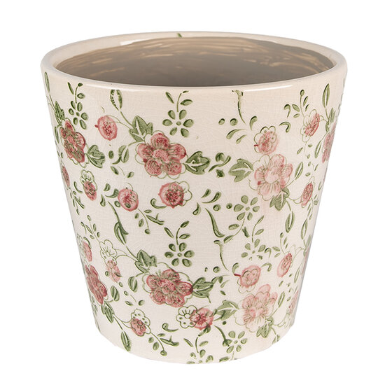 Clayre &amp; Eef   | Bloempot Binnen Roze, Beige &oslash; 17x16 cm | 6CE1566M