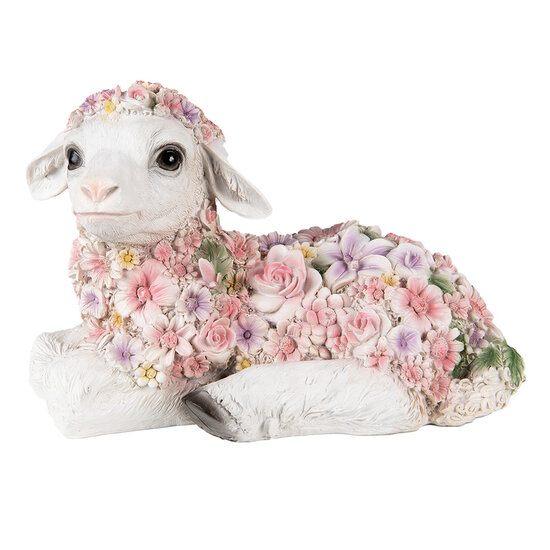 Clayre &amp; Eef   | Decoratie beeld Schaap Roze, Beige 25x13x16 cm | 6PR4879