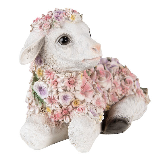 Clayre &amp; Eef   | Decoratie beeld Schaap Roze, Beige 25x13x16 cm | 6PR4879