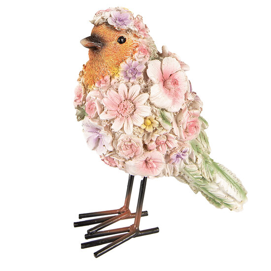 Clayre &amp; Eef   | Decoratie beeld Vogel Roze, Oranje 7x10x12 cm | 6PR4882