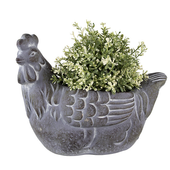 Clayre &amp; Eef   | Bloempot Binnen Kip Grijs 29x17x23 cm | 6TE0488