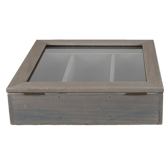 Clayre &amp; Eef   | Bestekbak Grijs 30x30x8 cm | 6H1583G