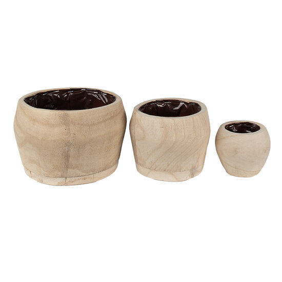 Clayre &amp; Eef   | Bloempot set van 3 Bruin &oslash; 24x15 / &oslash; 18x13 / &oslash; 12x10 cm | 6H2136