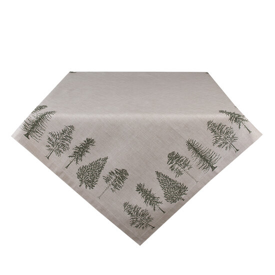 Clayre &amp; Eef   | Vierkant Tafelkleed Kerst Beige Groen 150x150 cm | NPT15