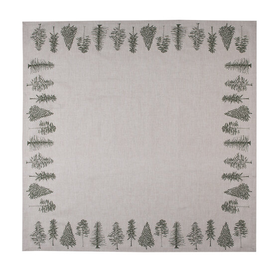 Clayre &amp; Eef   | Vierkant Tafelkleed Kerst Beige Groen 150x150 cm | NPT15