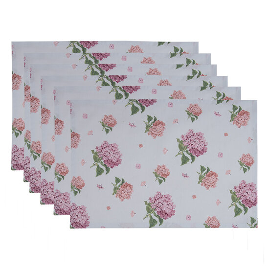 Clayre &amp; Eef   | Placemats Set van 6 Wit, Roze, Blauw 48x33 cm | VTG40