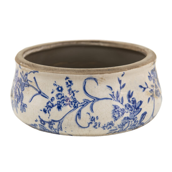 Clayre &amp; Eef   | Bloempot Binnen Blauw, Wit &oslash; 21x8 cm | 6CE1397L