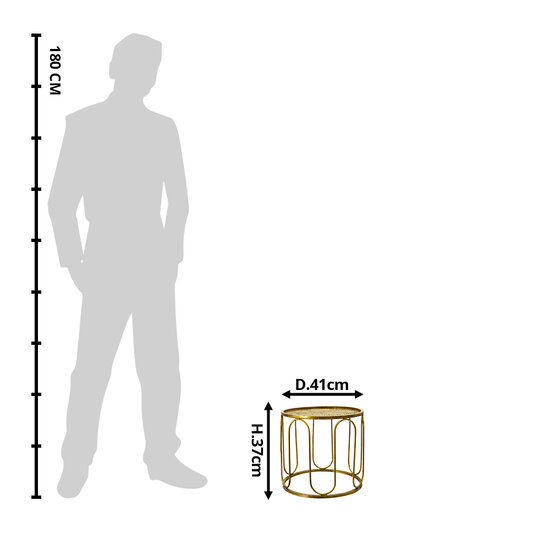 Clayre &amp; Eef   | Bijzettafel Goudkleurig &oslash; 41x37 cm | 6Y4552