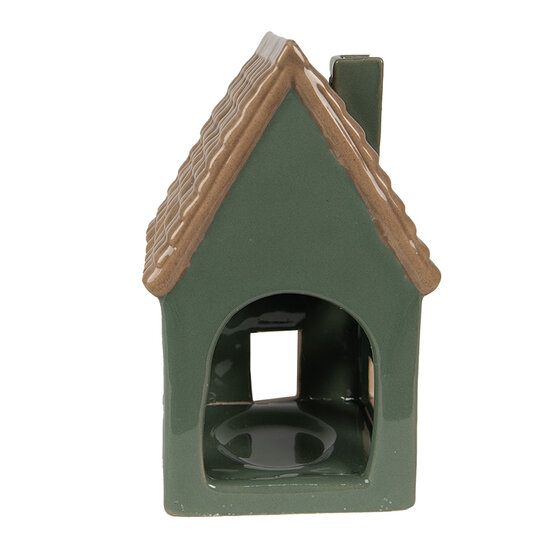 Clayre &amp; Eef   | Theelichthouder Kerst Huisje Groen, Bruin 9x8x15 cm | 6CE1601