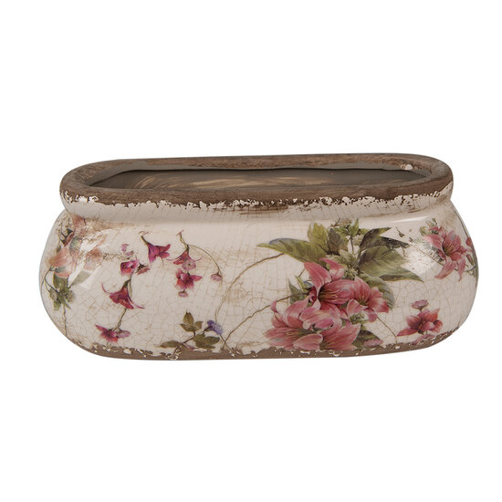 Clayre &amp; Eef   | Bloempot Binnen Roze Beige 18x7x7 cm | 6CE1603S