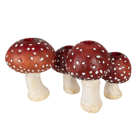 Clayre &amp; Eef   | Kandelaar Paddenstoelen Rood, Wit 30x17x17 cm | 6PR3899