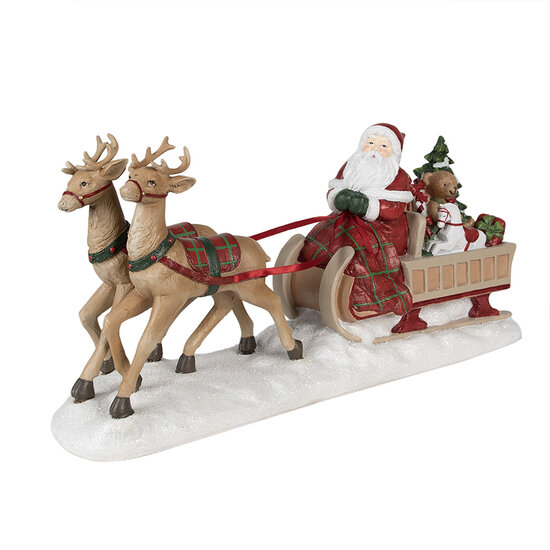 Clayre &amp; Eef   | Kerstdecoratie Beeld Kerstman Rood, Bruin 41x11x19 cm | 6PR3919