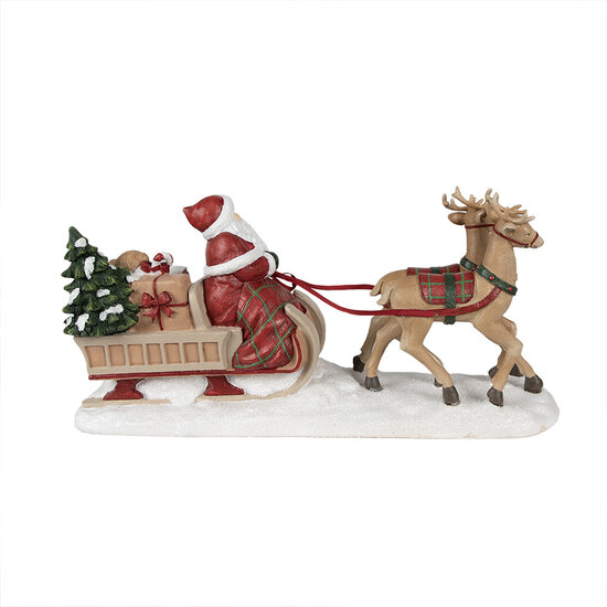 Clayre &amp; Eef   | Kerstdecoratie Beeld Kerstman Rood, Bruin 41x11x19 cm | 6PR3919