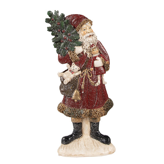 Clayre &amp; Eef   | Kerstdecoratie Beeld Kerstman Rood 9x4x23 cm | 6PR4925