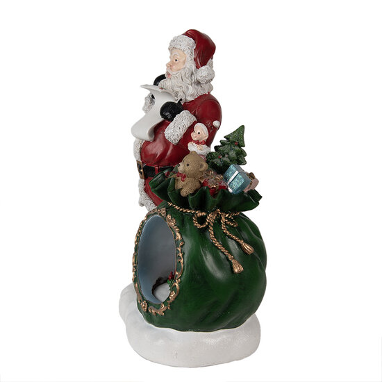 Clayre &amp; Eef   | Kerstdecoratie Kerstman met sneeuwbol LED Rood, Wit, Groen 26x16x36 cm | 6PR3925