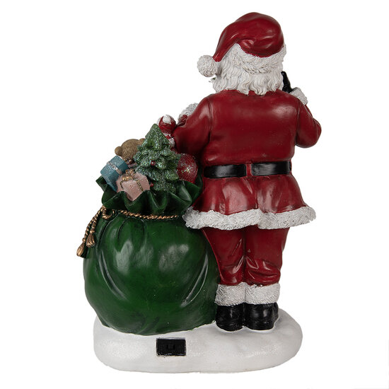 Clayre &amp; Eef   | Kerstdecoratie Kerstman met sneeuwbol LED Rood, Wit, Groen 26x16x36 cm | 6PR3925