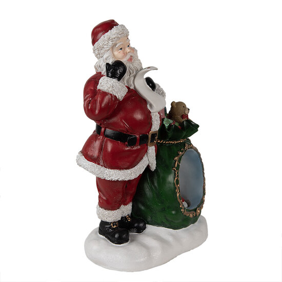 Clayre &amp; Eef   | Kerstdecoratie Kerstman met sneeuwbol LED Rood, Wit, Groen 26x16x36 cm | 6PR3925