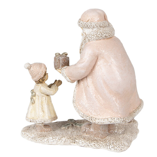 Clayre &amp; Eef   | Kerstdecoratie Beeld Kerstman Roze 14x9x14 cm | 6PR3935