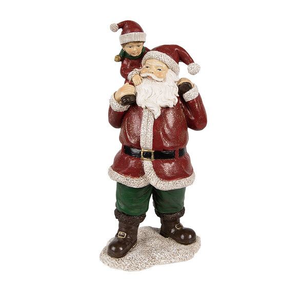 Clayre &amp; Eef   | Kerstdecoratie Beeld Kerstman Rood 11x8x23 cm | 6PR3936