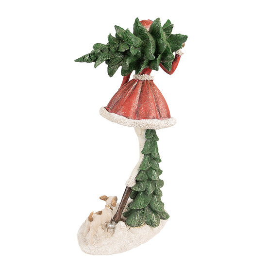 Clayre &amp; Eef   | Decoratie Beeld Meisje Rood Groen 25x17x43 cm | 6PR3942