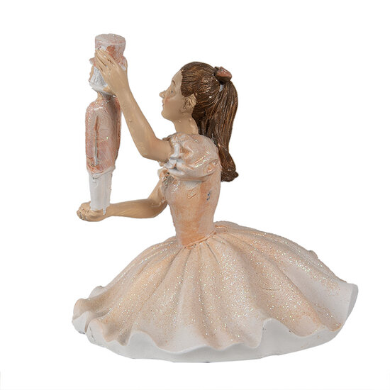 Clayre &amp; Eef   | Decoratie Beeld Ballerina Roze Wit 12x12x13 cm | 6PR3944