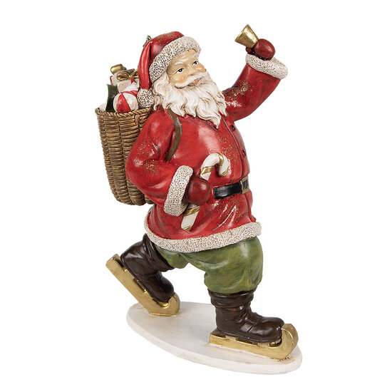 Clayre &amp; Eef   | Kerstdecoratie Beeld Kerstman Rood 14x11x20 cm | 6PR3947