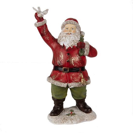 Clayre &amp; Eef   | Kerstdecoratie Beeld Kerstman Rood 13x10x23 cm | 6PR3948