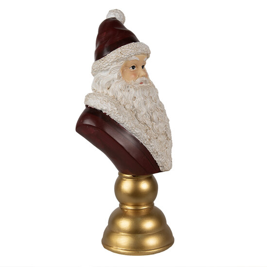 Clayre &amp; Eef   | Kerstdecoratie Beeld Kerstman Rood Wit 19x15x40 cm | 6PR3949