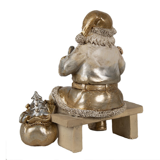 Clayre &amp; Eef   | Kerstdecoratie Beeld Kerstman Goudkleurig 15x11x17 cm | 6PR3937