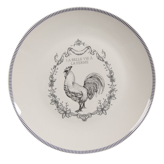 Clayre &amp; Eef   | Servies Dinerbord Wit Grijs &oslash; 20x2 cm | DFRDP