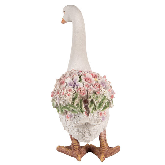 Clayre &amp; Eef   | Decoratie Beeld Gans Wit Roze 37x22x45 cm | 6PR4896