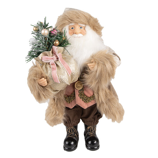 Clayre &amp; Eef   | Kerstdecoratie Kerstman Beige 29x20x63 cm | 50759