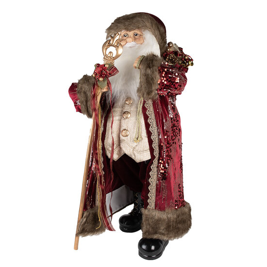 Clayre &amp; Eef   | Kerstdecoratie Kerstman Rood 37x29x82 cm | 50765