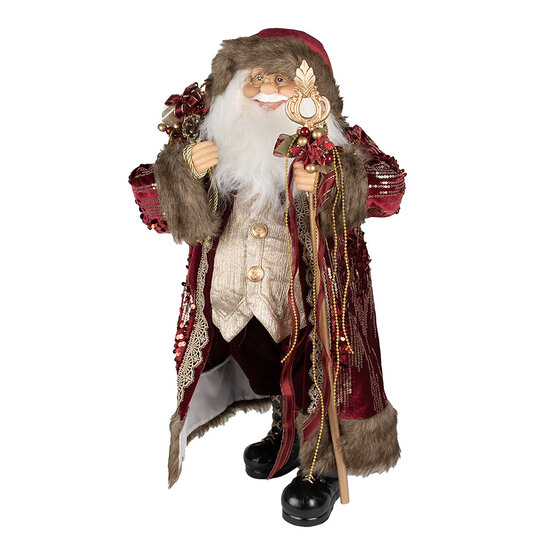 Clayre &amp; Eef   | Kerstdecoratie Kerstman Rood 29x20x63 cm | 50766