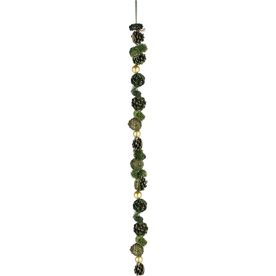 Dekoratief | Slinger groen m/gouden kerstballen, naturel, 150cm | A225276