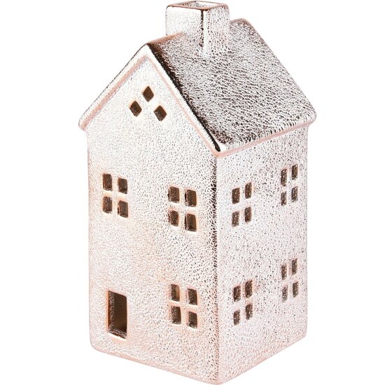 Dekoratief | Theelichthouder huis, goud, dolomiet, 9x9x18cm | A225958