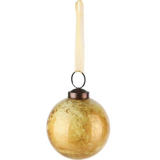 Dekoratief | Box 6 kerstballen &#039;Gold marbled&#039;, glas, 7x7cm | A228105