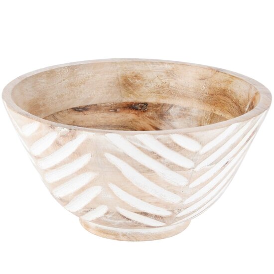 Dekoratief | Bowl &#039;Carved&#039;, naturel/wit, hout, 20x20x10cm | A228262