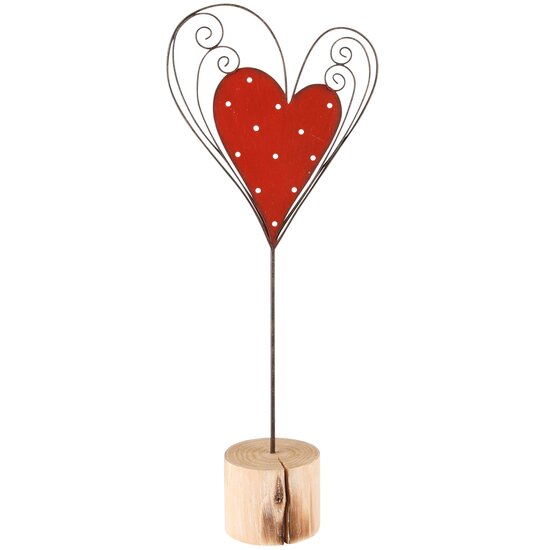 Dekoratief | Deco hart op stick, rood, metaal/hout, 43x17x7cm | A235663