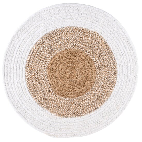 Dekoratief | Placemat rond, wit/naturel, katoen, 37x37cm | A238192