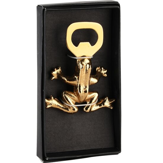 Dekoratief | Flesopener kikker in giftbox, goud, aluminium, 10x8x2cm | A238263