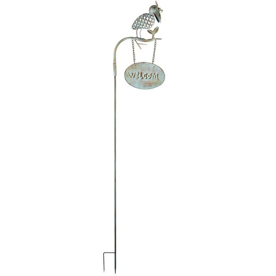 Dekoratief | Grondsteker mobiel, metaal m/vogel &#039;Welcome&#039;, 130cm | A190107