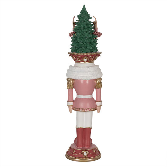 Clayre &amp; Eef   | Kerstdecoratie Beeld Notenkraker Roze Rood 16x15x62 cm / 2xAAA | 5PR0126