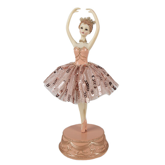 Clayre &amp; Eef   | Muziekdoos ballerina Roze &oslash; 11x29 cm | 65253